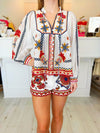 Farm Rio Mary Tiles Embroidered Blouse