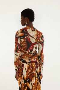 FARM RIO Borbofly Ruched Tulle Blouse
