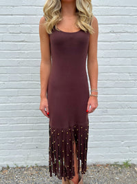 Vera Knit Fringe Midi Dress