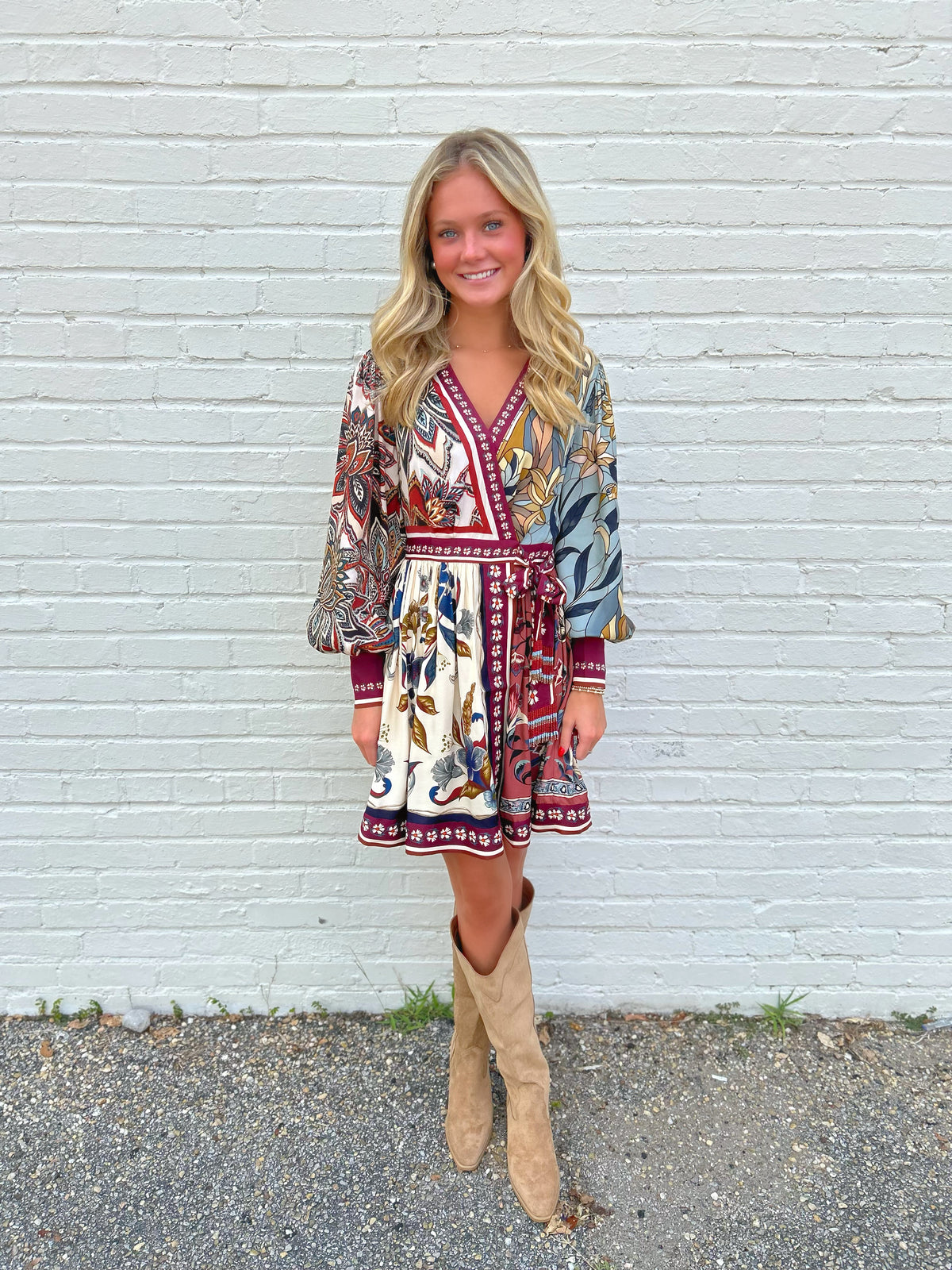 FARM RIO Stained Glass Beauty Mixed Scarves Mini Dress