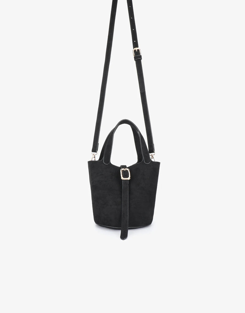 REMI/REID Joya Bucket mini faux suede in Black