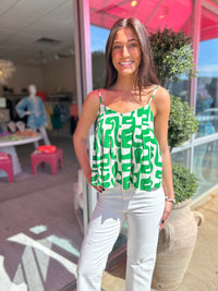 THML Evelyn Pleated Geo Print Top