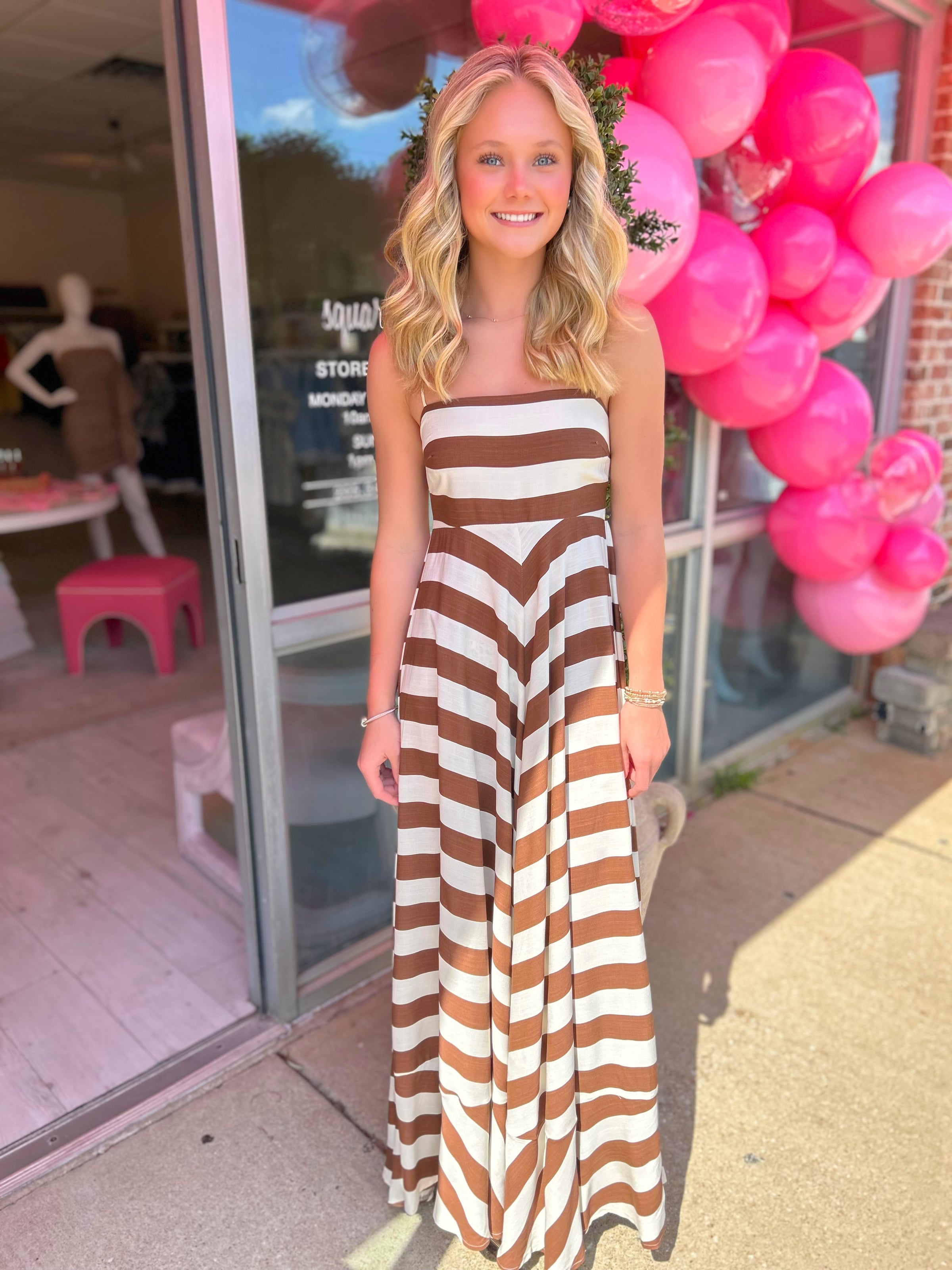 Brielle Brown Striped Maxi