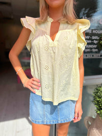 Ivey Eyelet Ruffle Sleeve Blouse
