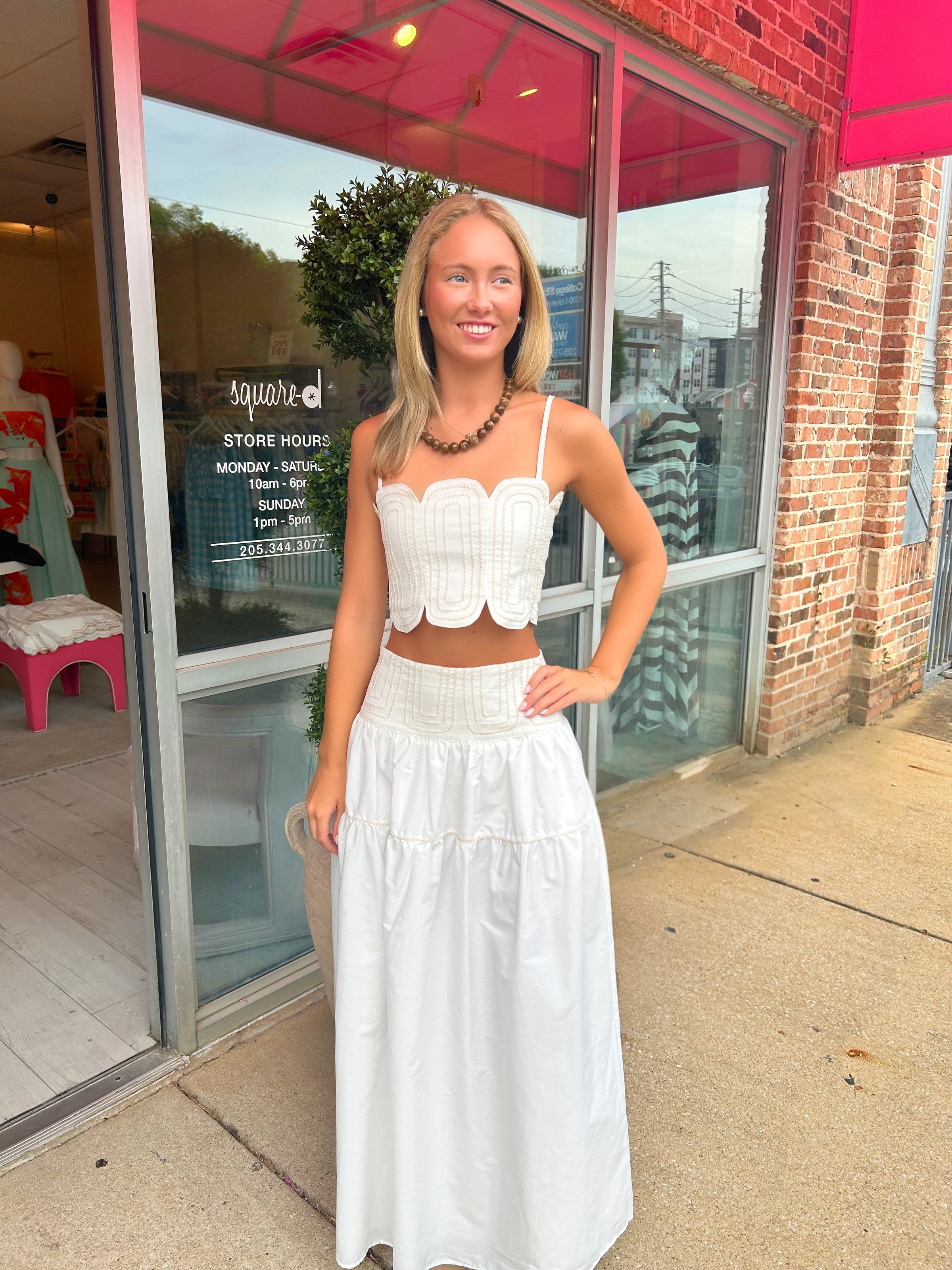 Callie Lace Trimmed Skirt Set