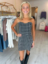 Rhode Tweed Checkered Wrap Mini Dress