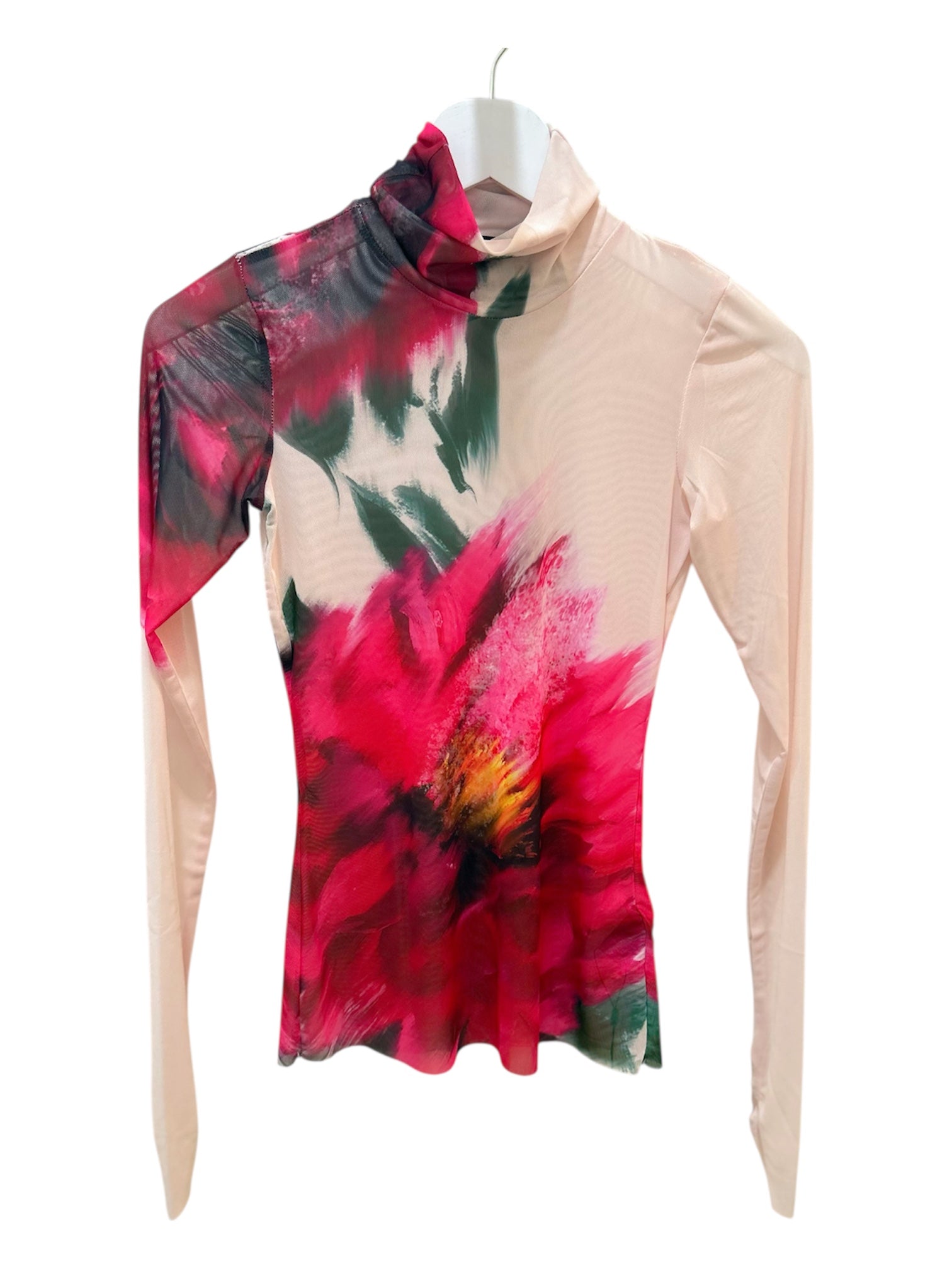 AFRM Zadie Turtleneck Top in Ivory Blossom