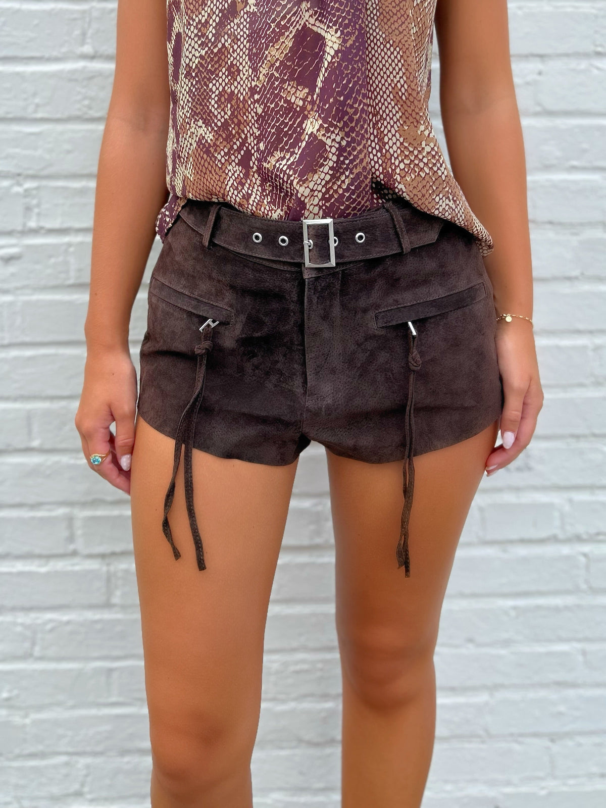 BLANK NYC Iced Chocolate Suede Shorts