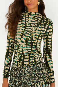 FARM RIO Striped Leaves Blouse