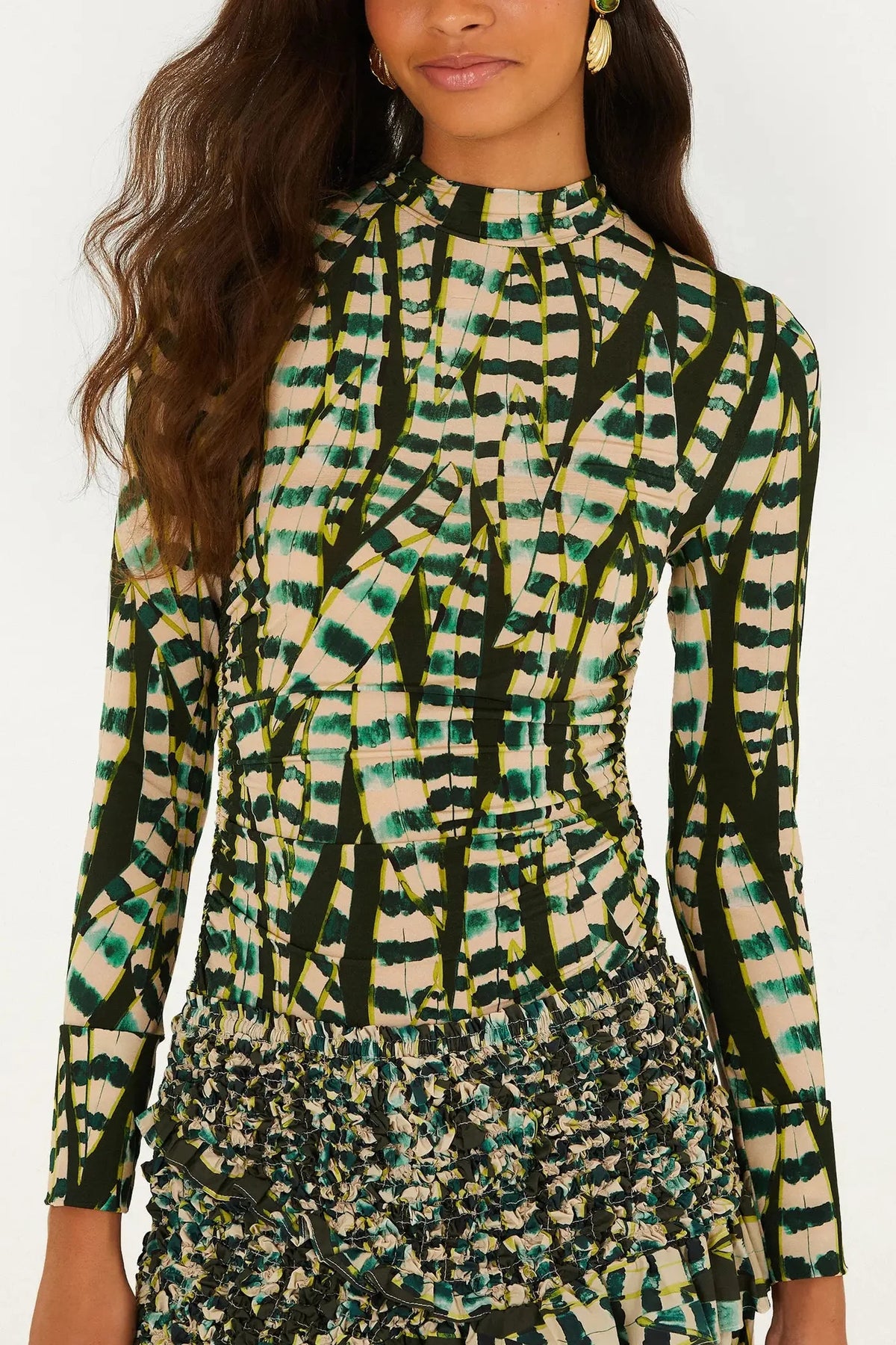 FARM RIO Striped Leaves Blouse