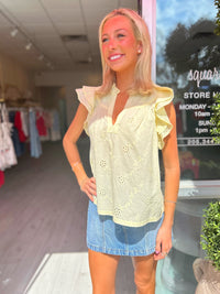 Ivey Eyelet Ruffle Sleeve Blouse