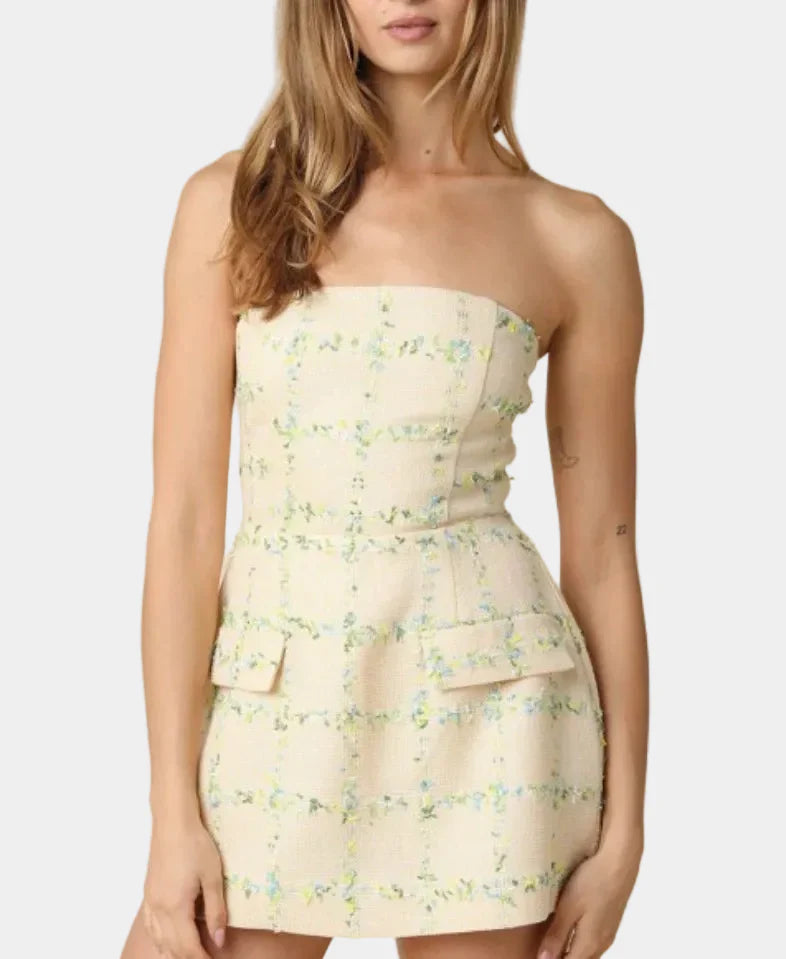 Campbell Strapless Tweed Mini Dress
