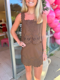 Belle Embroidered Sleeveless Top & Skirt Set