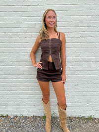Beth Strappy Split Tunic Top & Short Set