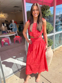 Bailey Embroidered Top and Midi Skirt Set