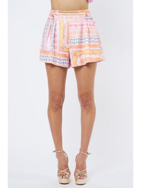 Ciebon Adela Printed Front Tie Top & Arden Pleated Shorts