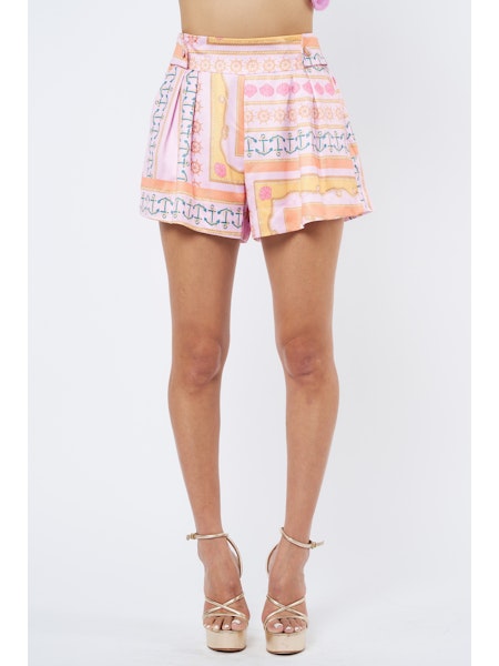 Ciebon Adela Printed Front Tie Top & Arden Pleated Shorts