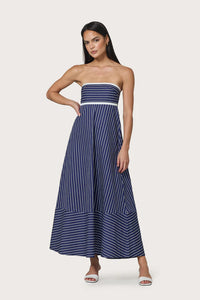 Lusana Timothy Dress in Indigo Stripe