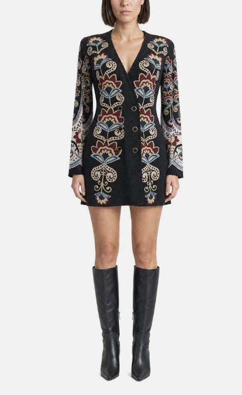 FARM RIO Winter Floral Knit Mini Dress