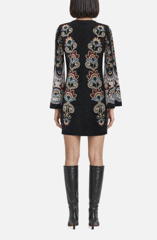 FARM RIO Winter Floral Knit Mini Dress