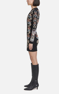 FARM RIO Winter Floral Knit Mini Dress