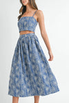 Marina Floral Printed Top & Midi Skirt Set