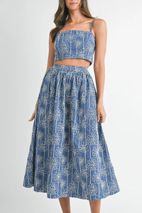 Marina Floral Printed Top & Midi Skirt Set