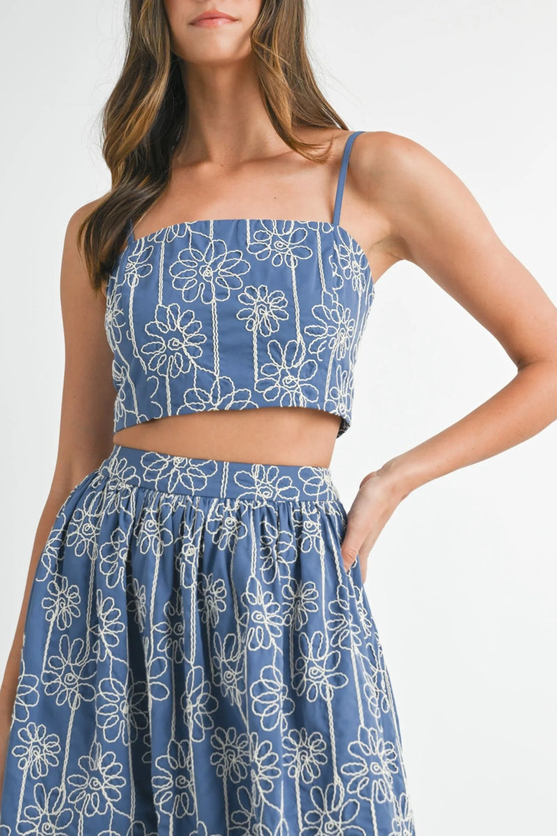 Marina Floral Printed Top & Midi Skirt Set