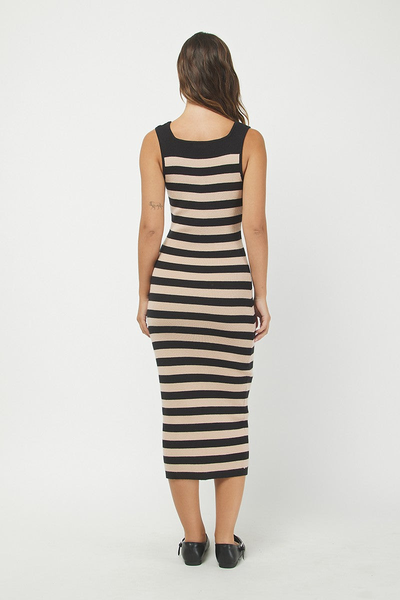 Jadyn Sleeveless Striped Ribbed Sweater Dress