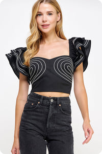 Olivia Embroidered Ruffle Top