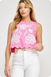 Loral Embroidered Sleeveless Top