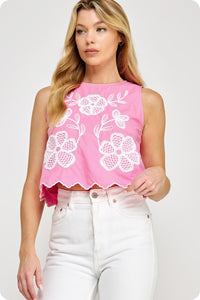 Loral Embroidered Sleeveless Top