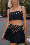 Charlotte Metallic Eyelet Skirt Set