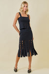 Roxy Knit Fringe Hem Top & Midi Skirt Set