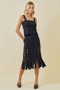 Roxy Knit Fringe Hem Top & Midi Skirt Set