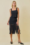Roxy Knit Fringe Hem Top & Midi Skirt Set
