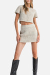 Blaine Fuzzy Crop Cardi & Mini Skirt Set
