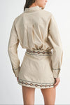 Hyde Embroidered Button Down Shirt & Mini Skirt Set