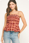 Cierra Braid Detail Printed Tank Top