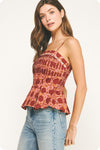 Cierra Braid Detail Printed Tank Top