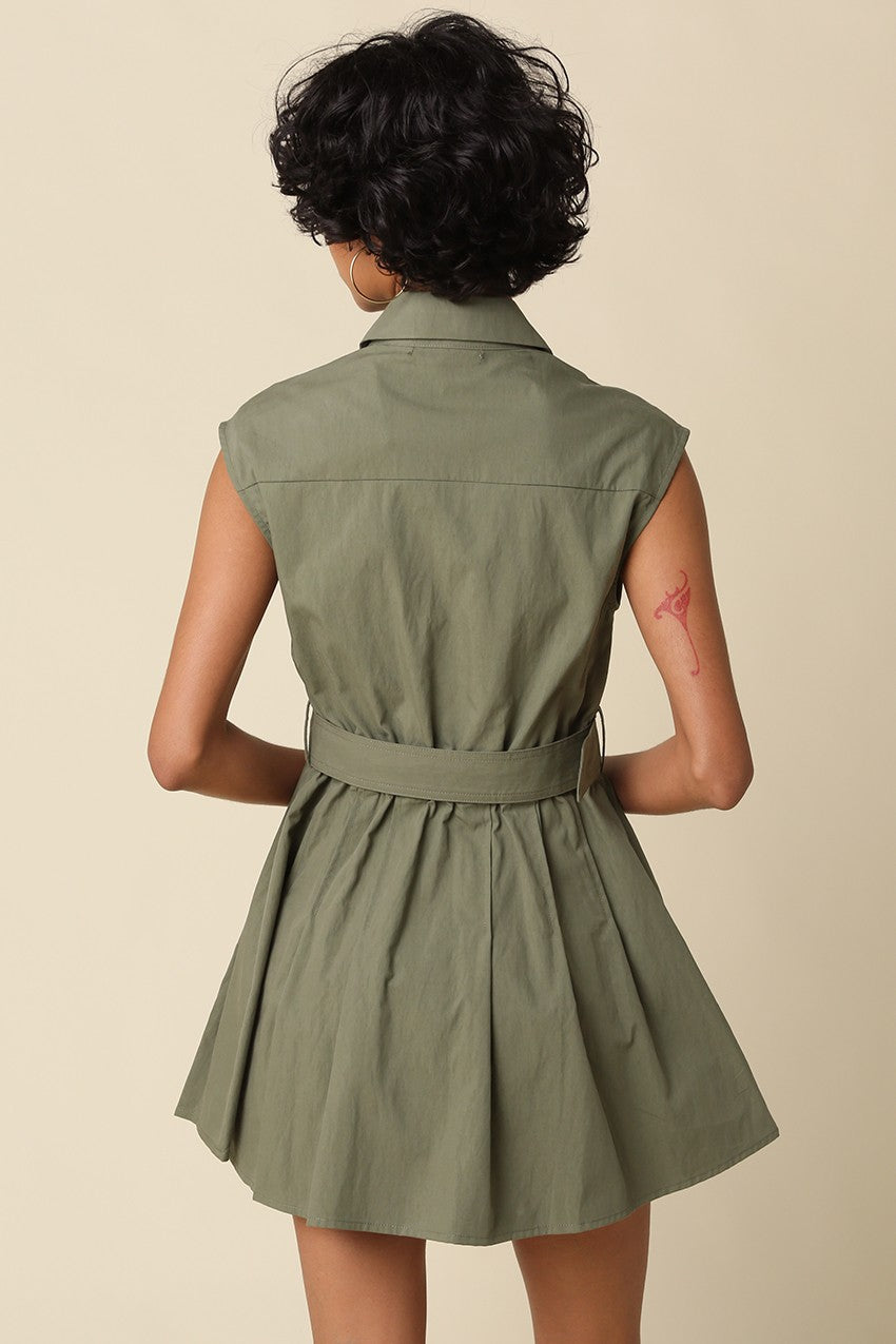 Diana Belted Sleeveless Shirt Dress