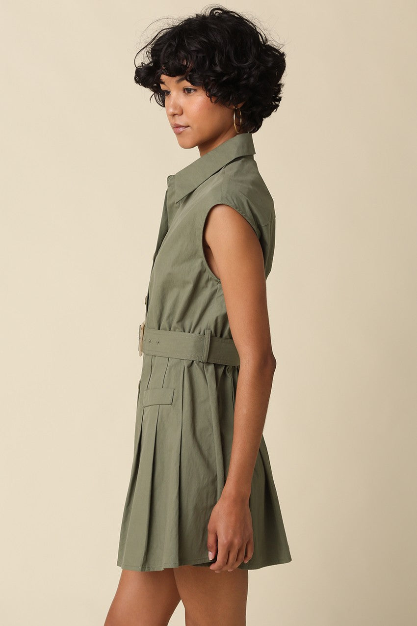 Diana Belted Sleeveless Shirt Dress