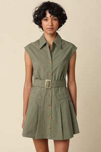 Diana Belted Sleeveless Shirt Dress