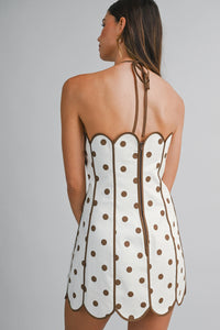 Jess Halter Scallop Polka Dot Mini Dress