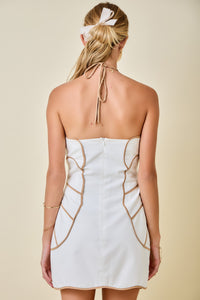 Etta Halter Panel Mini Dress in White