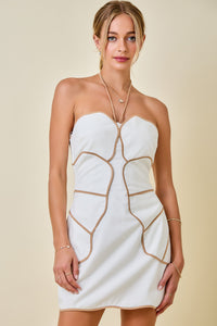 Etta Halter Panel Mini Dress in White