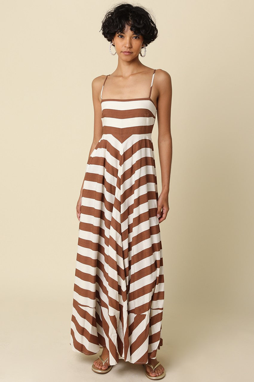 Brielle Brown Striped Maxi