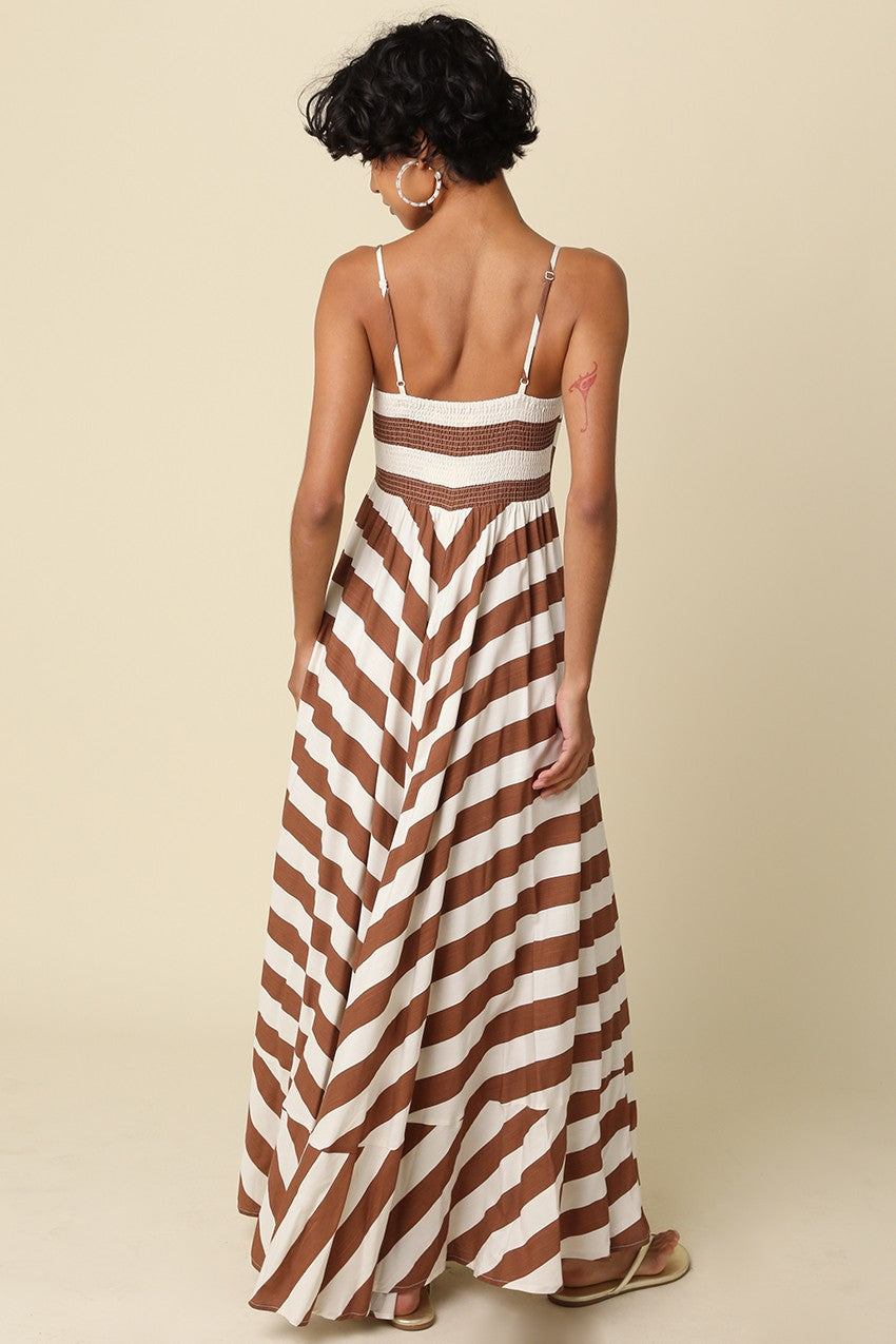 Brielle Brown Striped Maxi