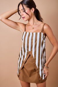 Rowan Striped Front Split Top & A-Line Mini Skort Set
