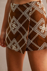Baylor Paisley Suede Print Skort